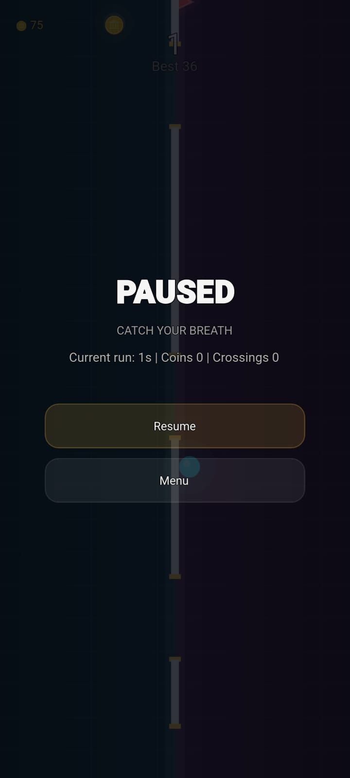 Splitline portrait pause screen